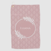 Rosa Elegante Damask Golf Handtuch (Vorderseite)