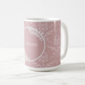 Rosa Elegante Damask Personalisierte Kaffee-Tasse Kaffeetasse (VorderseiteRechts)