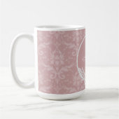 Rosa Elegante Damask Personalisierte Kaffee-Tasse Kaffeetasse (Links)