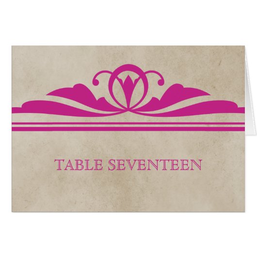 Rosa Elegante Deko Tischnummer Card (Vorderseite (Horizontal))