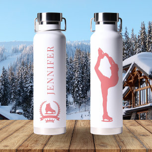 Rosa Elegante Female Ice Skater Personalisiert Trinkflasche