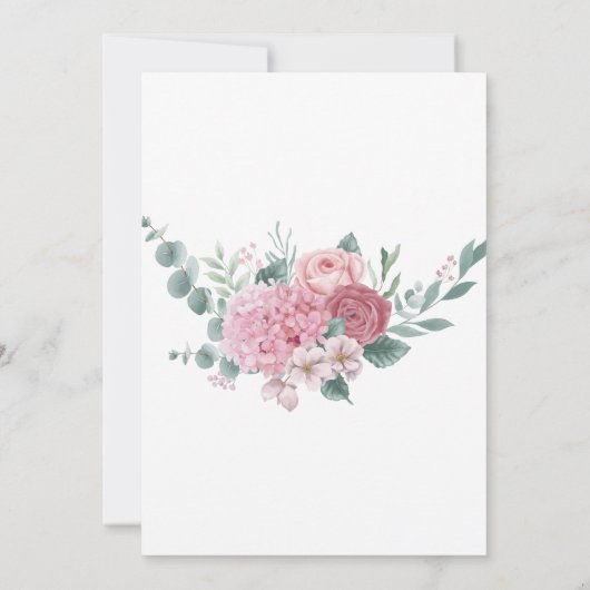 Rosa Elegante Flora Wasserfarbe Rustikale Boho Hoc Einladung (Rückseite)