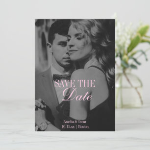 Rosa elegante Foto-Overlay-Hochzeit Moody Romantis Save The Date