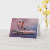 Rosa elegante Geburtstags-Karte Cadillacs Karte (Gelbe Blume)