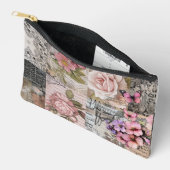 Rosa Elegante Girly Floral Abstrakt Collage Zubehörtasche (Offen)