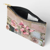 Rosa Elegante Girly Floral Abstrakt Collage Zubehörtasche (Offen)