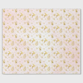 Rosa Elegante Golden Christmas Pattern Geschenk Geschenkpapier (Flach)