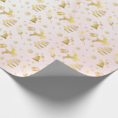 Rosa Elegante Golden Christmas Pattern Geschenk Geschenkpapier (Ecke)