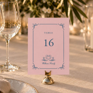 Rosa elegante Hochzeitstisch-Nummernkarte Tischnummer
