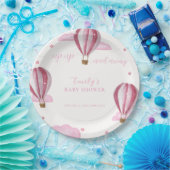 Rosa Elegante Hot Air Ballon Girl Baby Dusche Pappteller (Party)