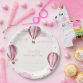 Rosa Elegante Hot Air Ballon Girl Baby Dusche Pappteller (Party)