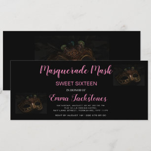 Rosa Elegante Masquerade Maske Thema 16 . Geburtst Einladung