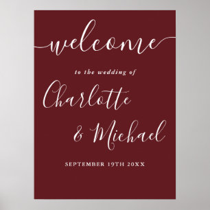Rosa elegante moderne Hochzeit Willkommensschild a Poster