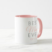 Rosa Elegante Moderne Typografie Beste Mama jemals Tasse (VorderseiteRechts)