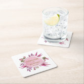 Rosa Elegante Moderne Wasserfarben Blumenzehen Rechteckiger Pappuntersetzer (Vor Ort)