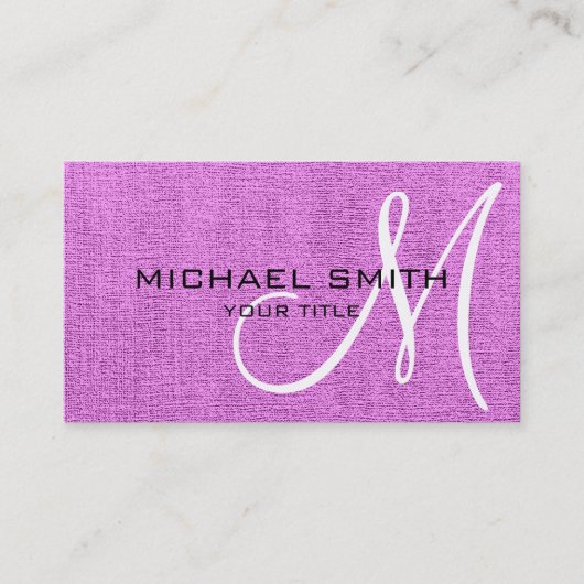 Rosa elegante Monogramm-Leinwand Visitenkarte (Vorderseite)