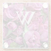 Rosa Elegante Monogramm-Rose Untersetzer aus Glas (Rückseite)