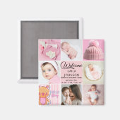 Rosa elegante personalisierte Namen und Baby-Mädch Magnet (Vorderseite/Rückseite)