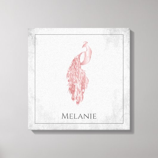 Rosa Elegante Pfau Canvas Print Leinwanddruck (Vorderseite)