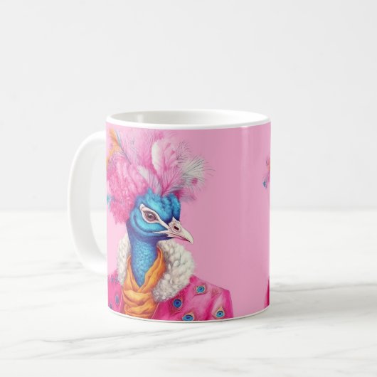Rosa Elegante Pfau-Tasse Kaffeetasse (Vorderseite Links)