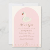 Rosa Elegante Princess Swan Arch Baby Dusche Einladung (Vorderseite)