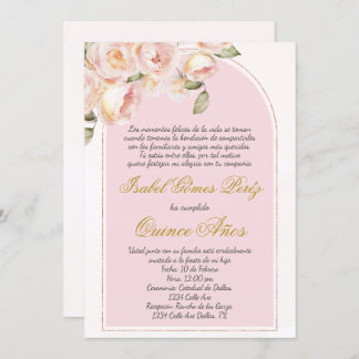 Rosa elegante Quince-Einladung auf Spanisch Einladung