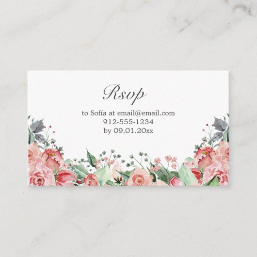 Rosa Elegante Quinceañera UAWG Enclosure Card Begleitkarte (Vorderseite)