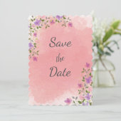 Rosa Elegante Save The Date (Stehend Vorderseite)