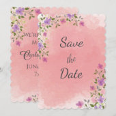 Rosa Elegante Save The Date (Vorne/Hinten)