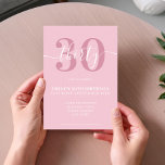 Rosa Elegante Script 30. Geburtstagseinladung Einladung<br><div class="desc">Moderne Pastel Pink 30. Geburtstag Einladung. Minimalistisches 30. Geburtstag Einladung Design mit eleganten Kalligraphie handgeschriebenen Skript-Schriftart.</div>