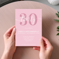 Rosa Elegante Script 30. Geburtstagseinladung