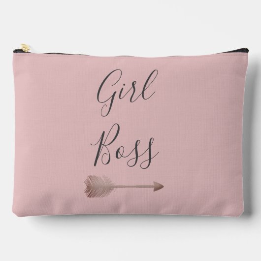 Rosa Elegante Script Girl Boss Zubehörtasche (Vorderseite)