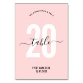 Rosa elegante Skript moderne Tischnummer (Vorderseite)