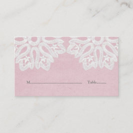 Rosa Elegante Spitzen-Platzkarten Platzkarte