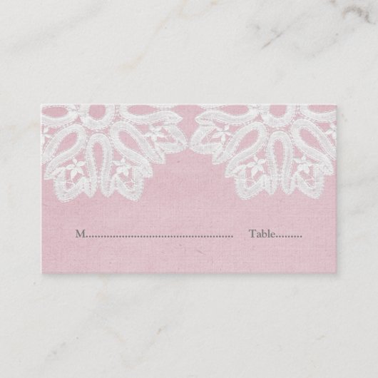 Rosa Elegante Spitzen-Platzkarten Platzkarte (Vorderseite)