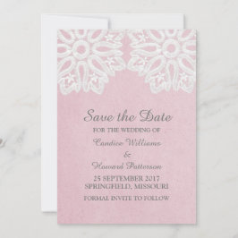 Rosa Elegante Spitzen Save the Date einladen