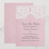 Rosa Elegante Spitzen Save the Date einladen (Vorne/Hinten)
