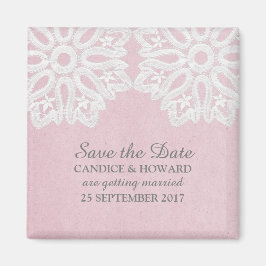 Rosa elegante Spitzen speichern das Datumsfenster Magnet