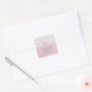 Rosa elegante Spitzen-Sticker zur Vorabanzeige des Quadratischer Aufkleber