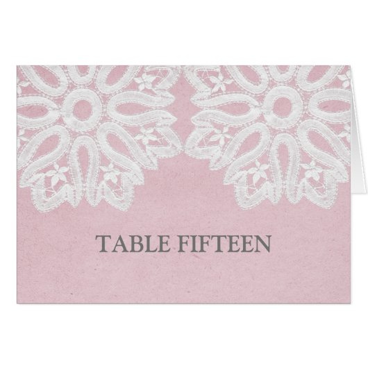 Rosa Elegante Spitzen-Tischnummer (Vorderseite (Horizontal))