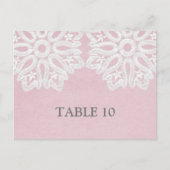 Rosa Elegante Spitzen Tischnummer Postkarte (Vorderseite)