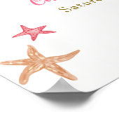 Rosa Elegante Starfish Seashell Baby Dusche Empfan Poster (Ecke)