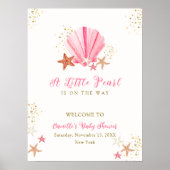 Rosa Elegante Starfish Seashell Baby Dusche Empfan Poster (Vorne)