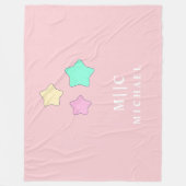 Rosa elegante Sterne Rettro modernes monogramm Bab Fleecedecke (Vorderseite)