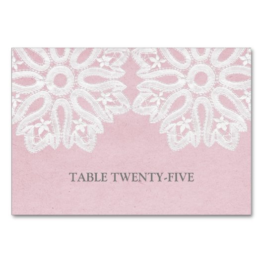 Rosa elegante Tischkarte Tischnummer (Vorderseite)
