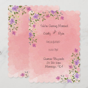 Rosa elegante Wasserfarbe Florale Hochzeit Einladung