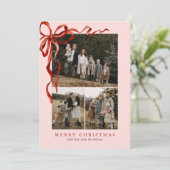 Rosa Elegante Wasserfarbe Roter Bund Weihnachten 4 (Stehend Vorderseite)