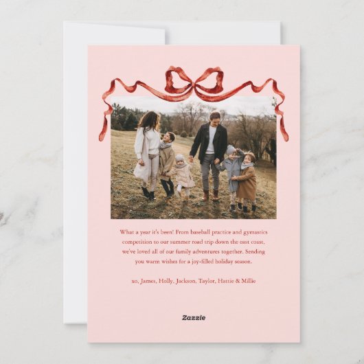 Rosa Elegante Wasserfarbe Roter Bund Weihnachten 4 (Rückseite)