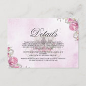 Rosa, elegante Wasserfarben - Blumenkutsche Detail Begleitkarte (Vorderseite)