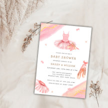 Rosa Elegante Watercolor Ballerina Babydusche